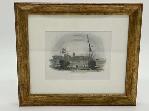 Engraved print of St Sampsons Church and Harbour