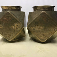 CHINESE BRASS FACETED JARS